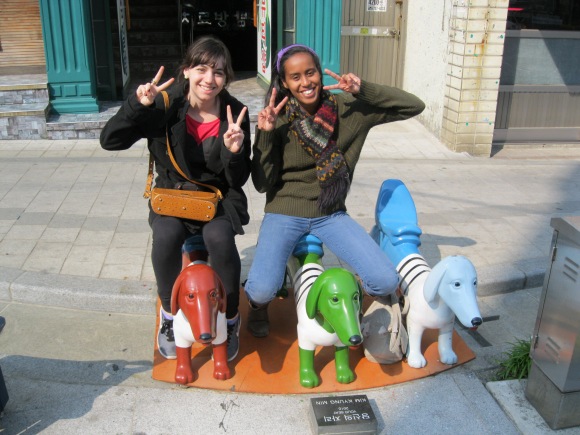 the cutest little dog statues in Busan