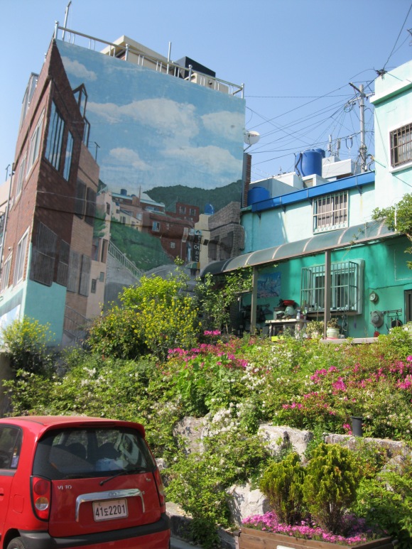 One of the very colorful painted houses of Gamcheon