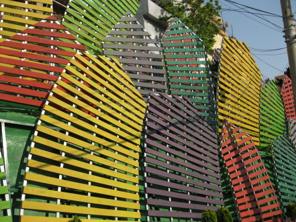 a colorful fence
