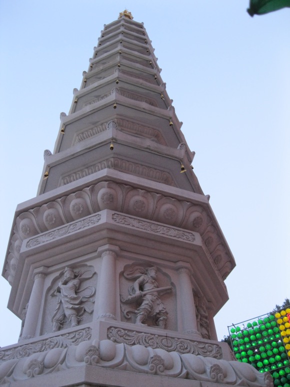 Daebo Pagoda, constructed in 1997, and carved with 53 Buddhas praying for the unification of South and North Korea